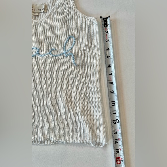 Vintage Havana Knit Tank Top with Blue 'Beach’ Embroidery Sweater Tank Small - Picture 5 of 9